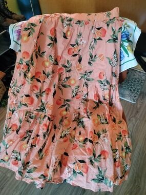 LOFT 100% Cotton Orange Print Maxi Skirt